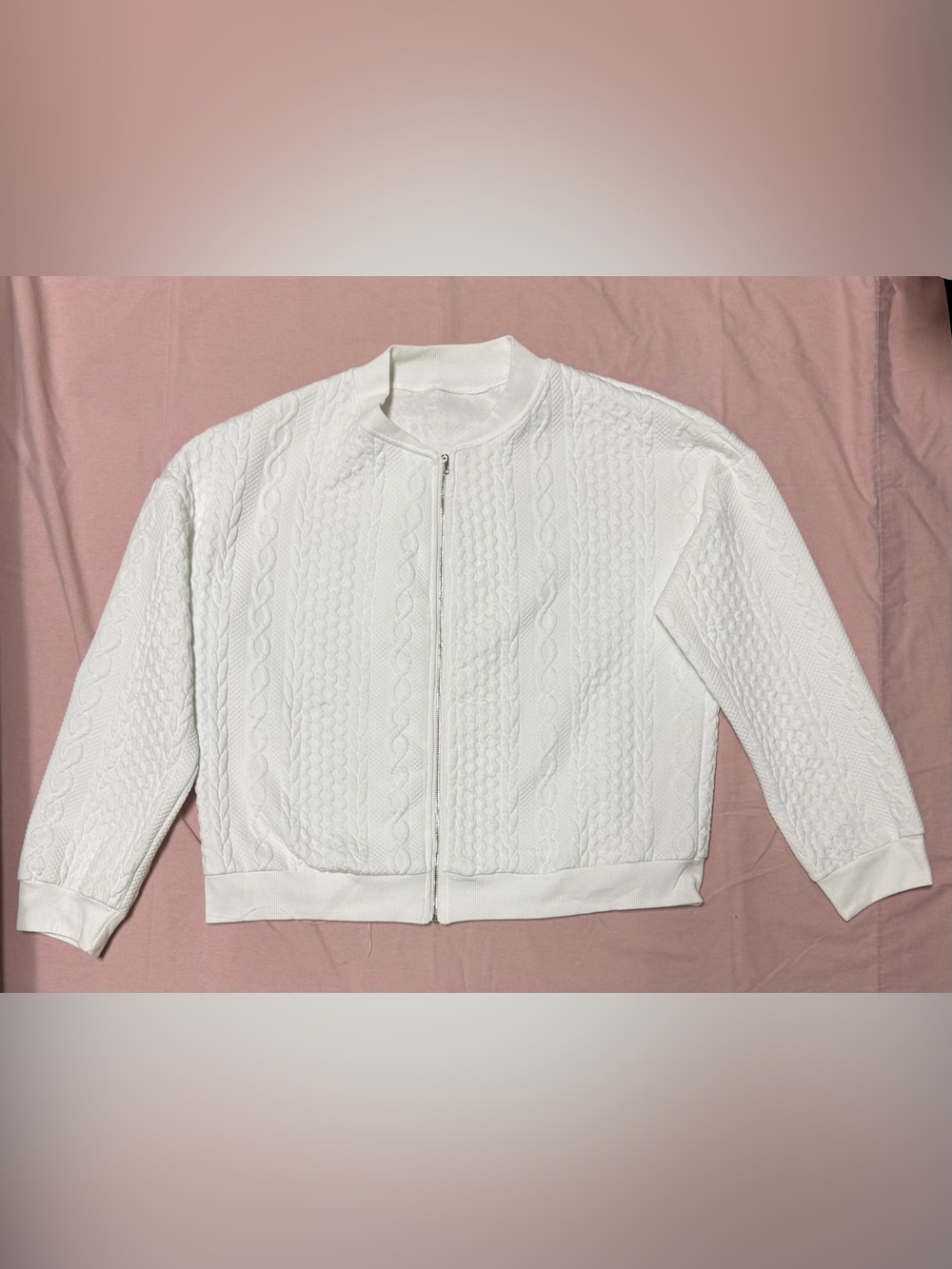 Women's White Cable Knit Utility Jacket
